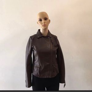 Jessica Simpson Girls Brown Collared Leather Jacket